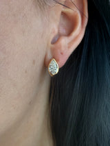 Pear diamond øreringe, 2x 1 ct. lab diamant, 14 kt. Guld