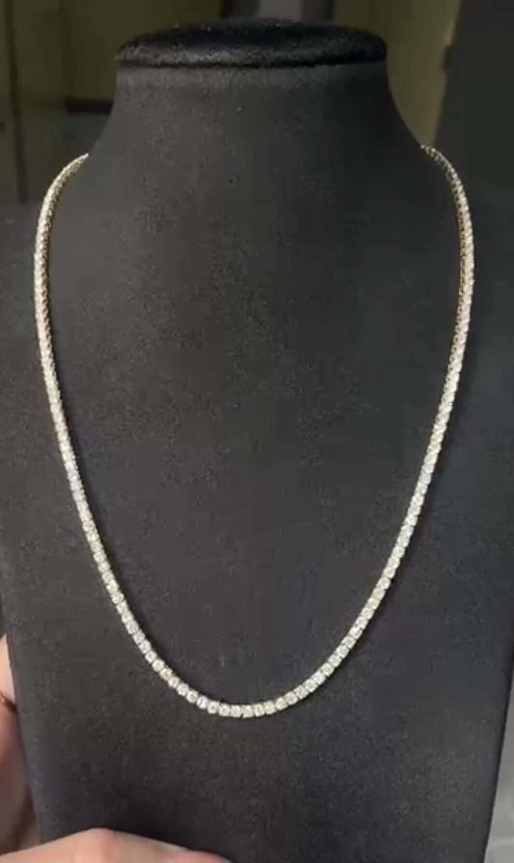 Forudbestilling, tennis halskæde 7,5 ct. lab diamanter, 14 kt. guld, 40 cm.